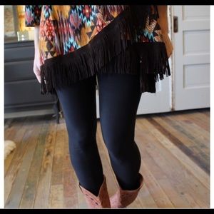 Black brushed knit leggings